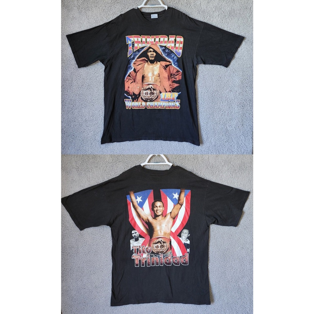Vtg 90s Tito Trinidad Boxing Rap Tee Shirt‎ Mens XL Black IBF World Champion